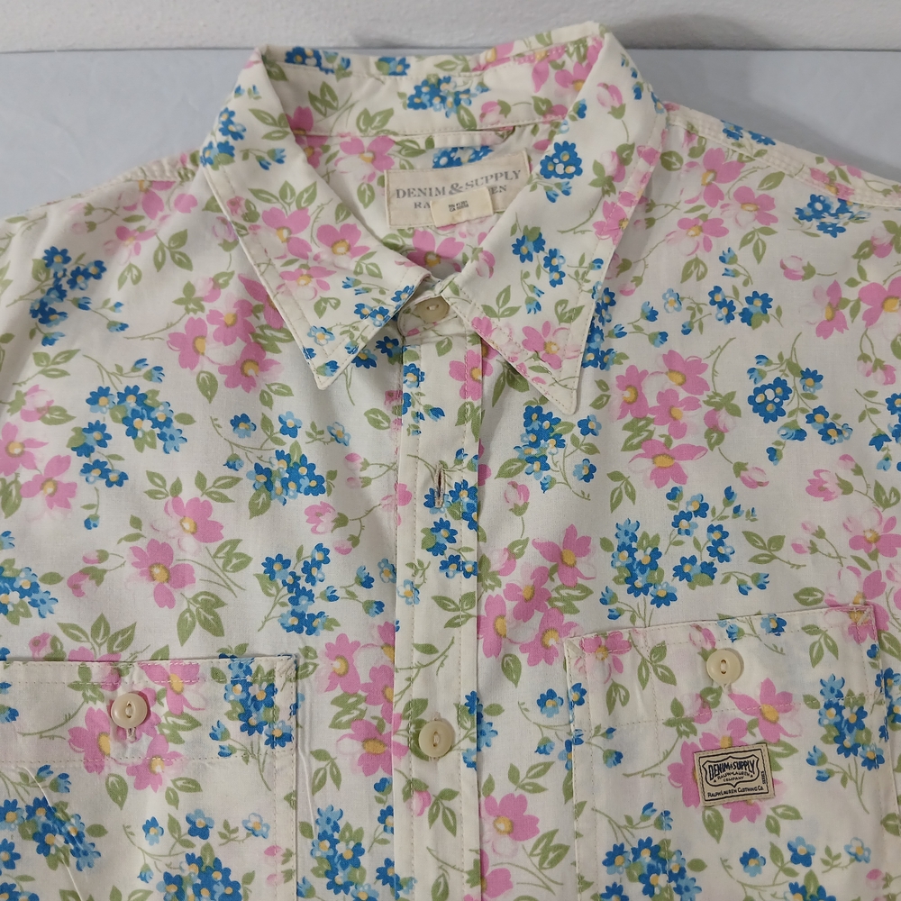 Vintage Ralph Lauren Denim & Supply Men's Floral Shirt - Pink, Blue, Green